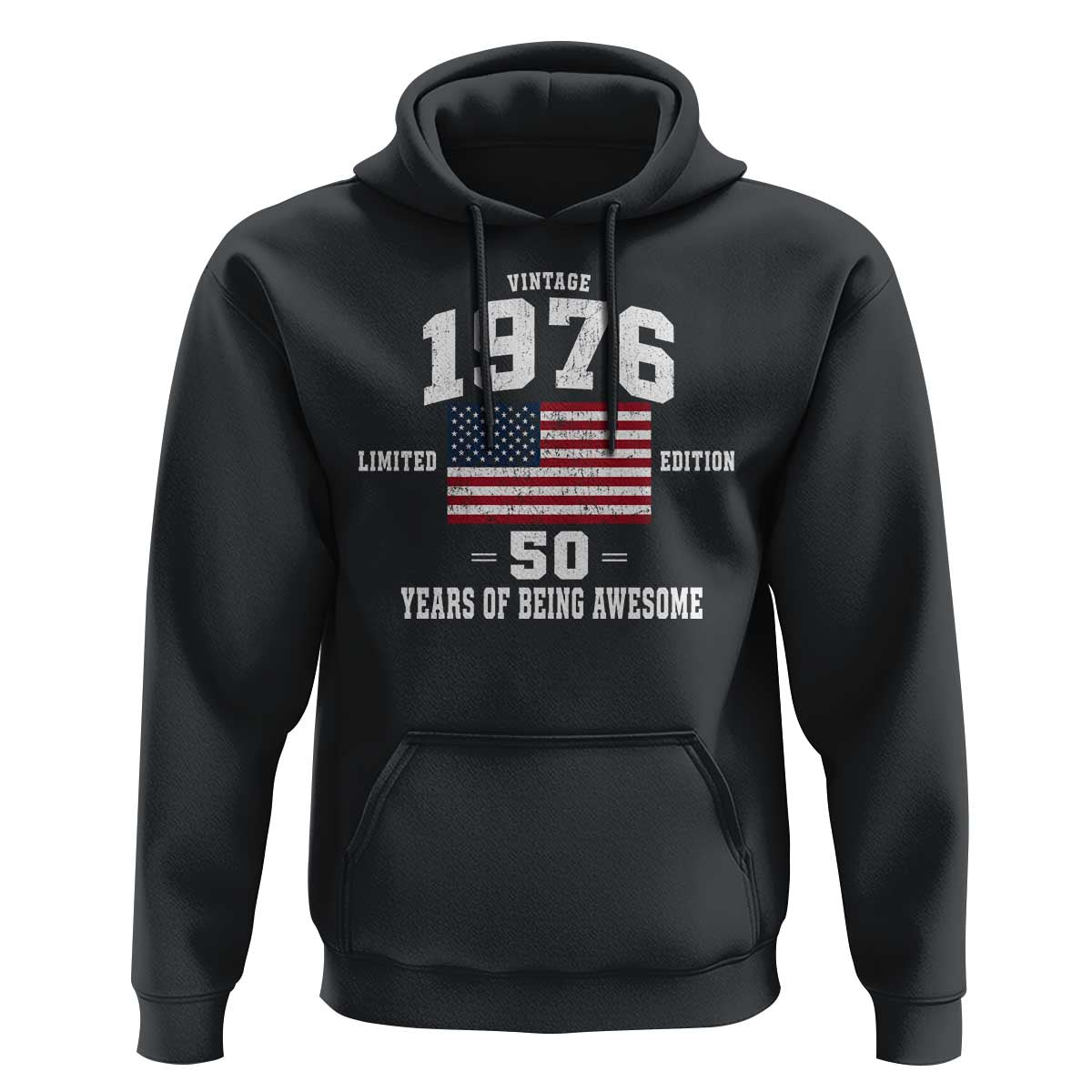 50th Birthday Hoodie Vintage 1976 Limited Edition 50 Years Of Being Awesome USA Flag