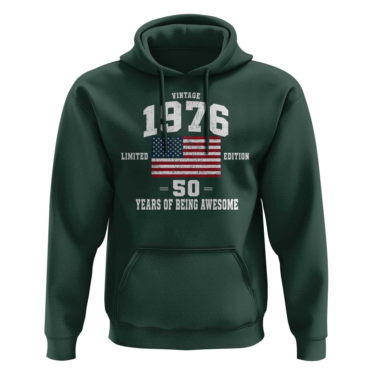 50th Birthday Hoodie Vintage 1976 Limited Edition 50 Years Of Being Awesome USA Flag