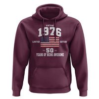 50th Birthday Hoodie Vintage 1976 Limited Edition 50 Years Of Being Awesome USA Flag