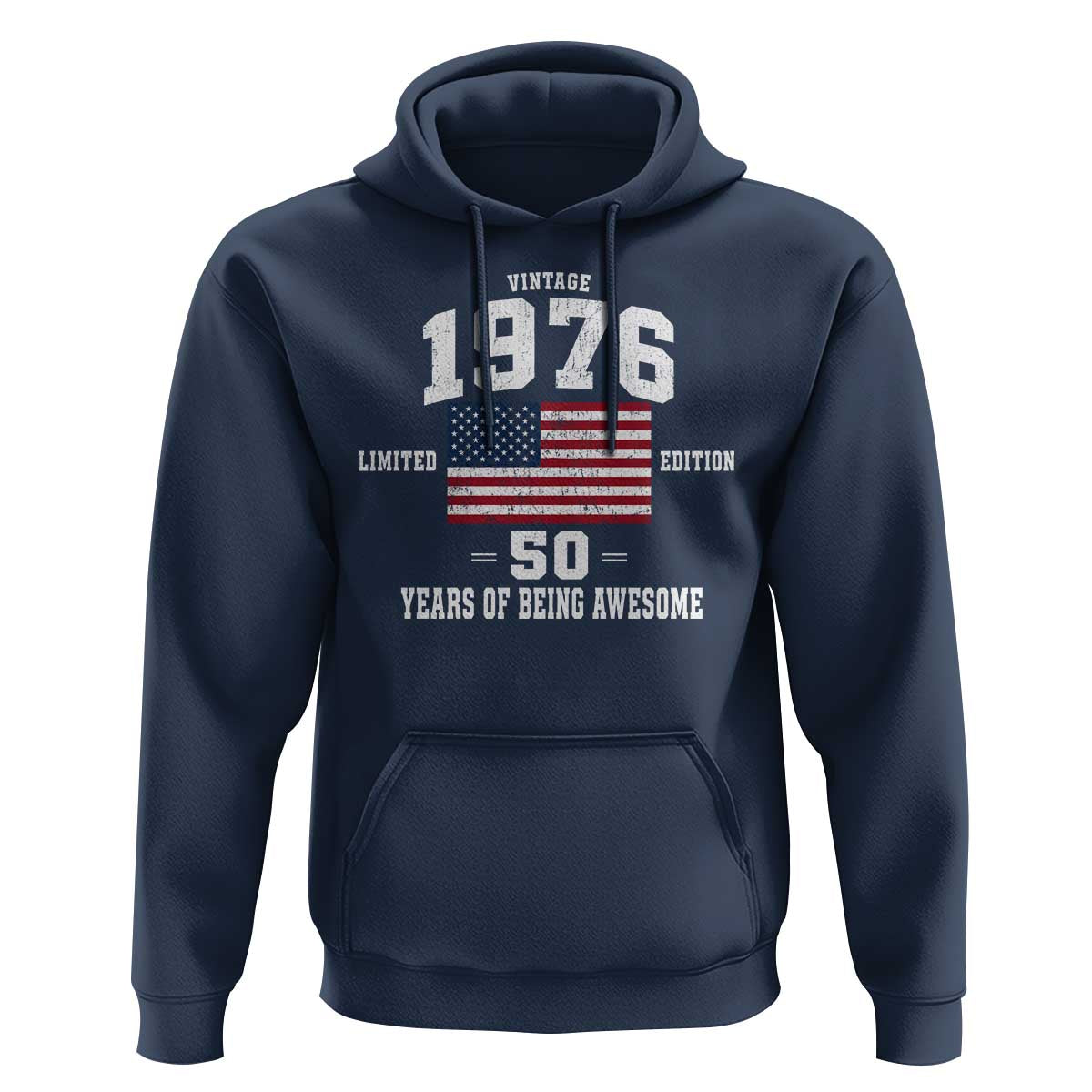 50th Birthday Hoodie Vintage 1976 Limited Edition 50 Years Of Being Awesome USA Flag
