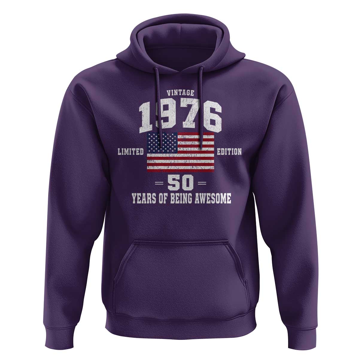 50th Birthday Hoodie Vintage 1976 Limited Edition 50 Years Of Being Awesome USA Flag