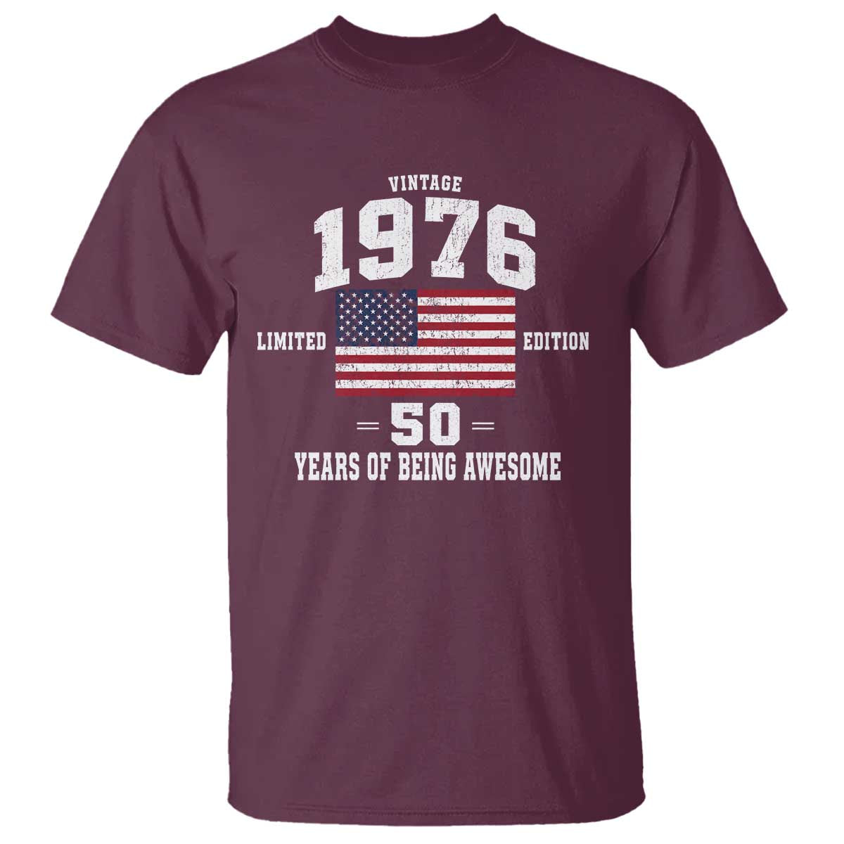 50th Birthday T Shirt Vintage 1976 Limited Edition 50 Years Of Being Awesome USA Flag