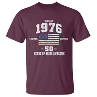 50th Birthday T Shirt Vintage 1976 Limited Edition 50 Years Of Being Awesome USA Flag