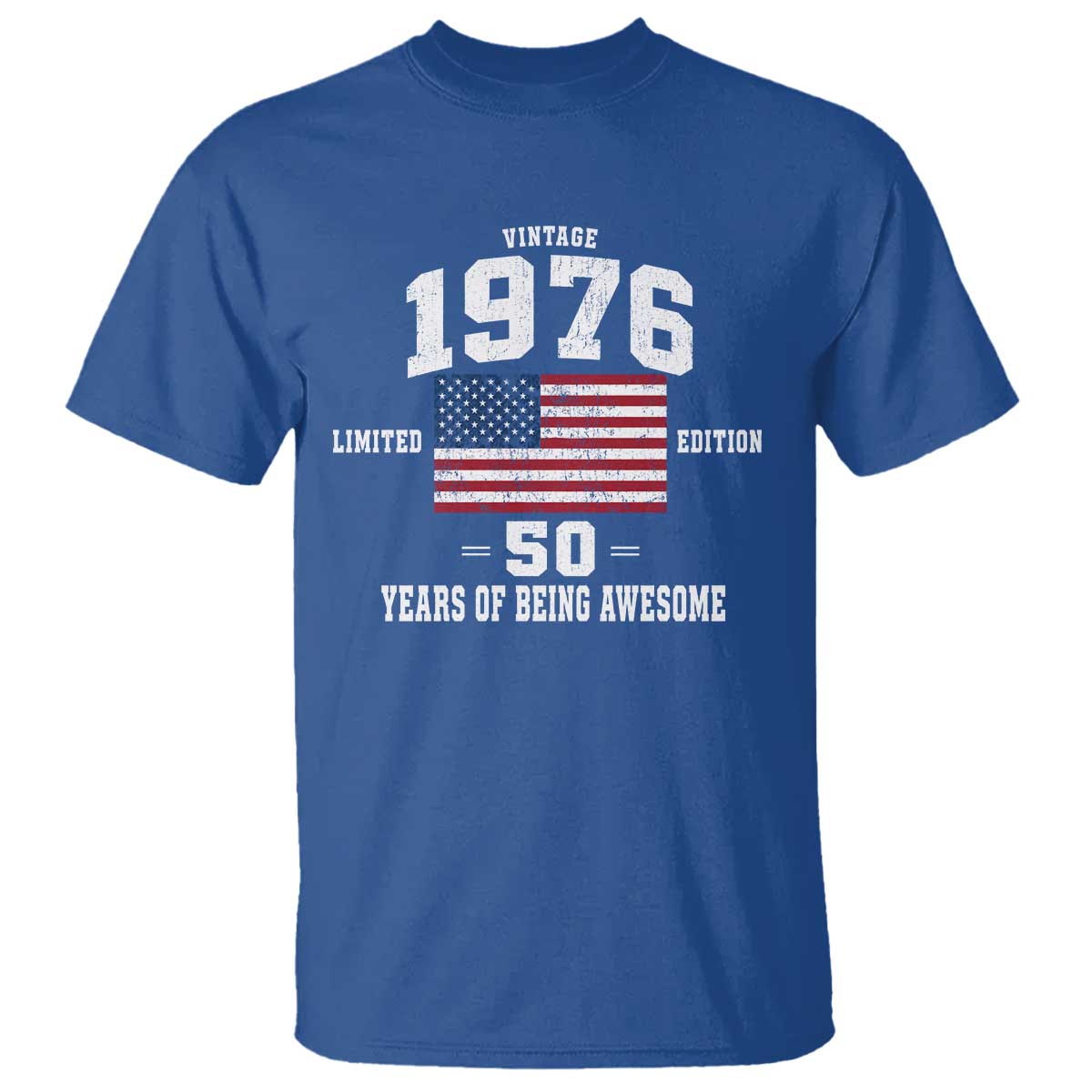 50th Birthday T Shirt Vintage 1976 Limited Edition 50 Years Of Being Awesome USA Flag