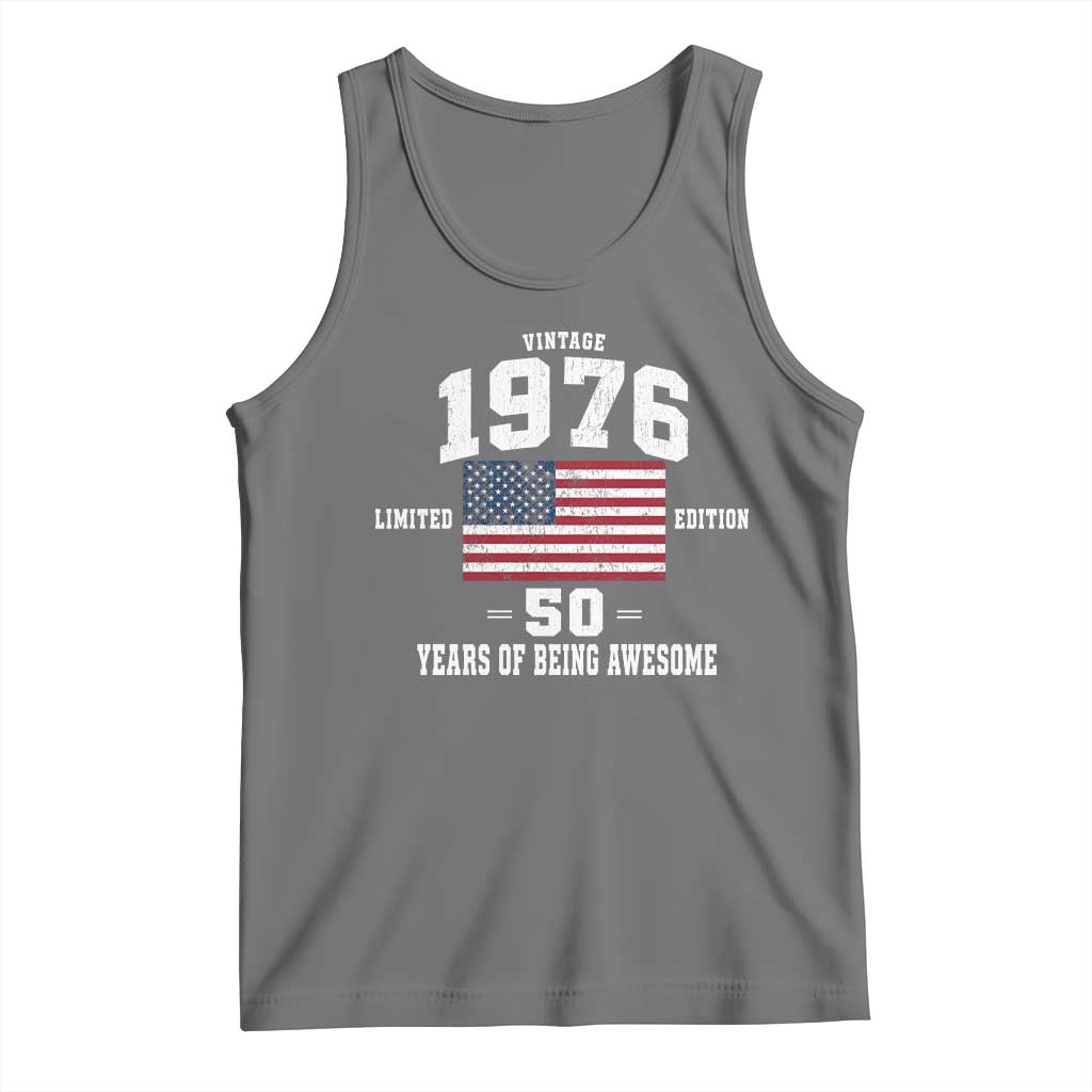 50th Birthday Tank Top Vintage 1976 Limited Edition 50 Years Of Being Awesome USA Flag