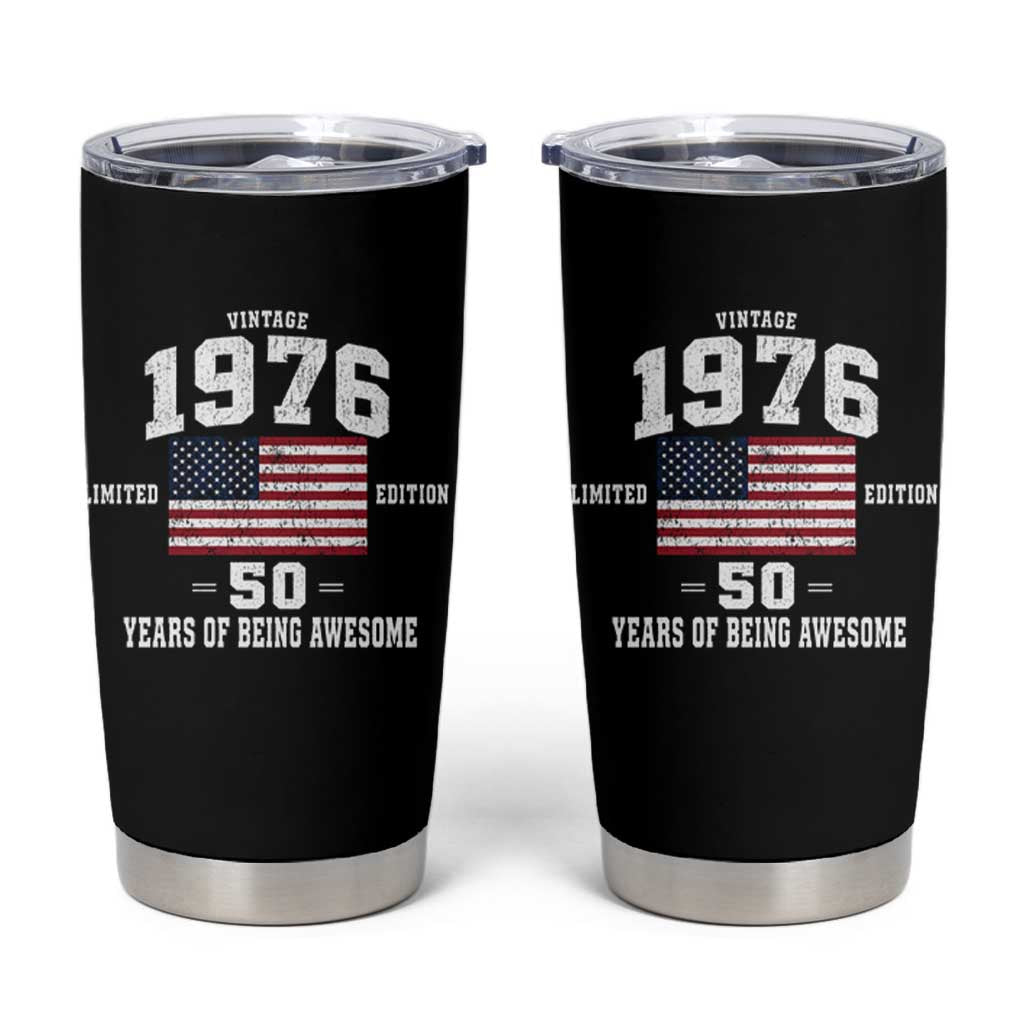 50th Birthday Tumbler Cup Vintage 1976 Limited Edition 50 Years Of Being Awesome USA Flag