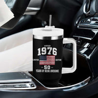 50th Birthday Tumbler With Handle Vintage 1976 Limited Edition 50 Years Of Being Awesome USA Flag
