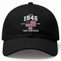 80th Birthday Baseball Cap Vintage 1946 Limited Edition 80 Years Of Being Awesome USA Flag