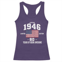 80th Birthday Racerback Tank Top Vintage 1946 Limited Edition 80 Years Of Being Awesome USA Flag