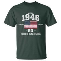 80th Birthday T Shirt Vintage 1946 Limited Edition 80 Years Of Being Awesome USA Flag
