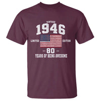 80th Birthday T Shirt Vintage 1946 Limited Edition 80 Years Of Being Awesome USA Flag