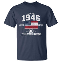 80th Birthday T Shirt Vintage 1946 Limited Edition 80 Years Of Being Awesome USA Flag