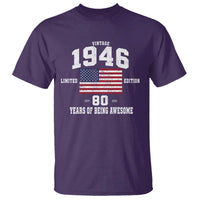80th Birthday T Shirt Vintage 1946 Limited Edition 80 Years Of Being Awesome USA Flag