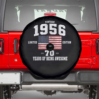 70th Birthday Spare Tire Cover Vintage 1956 Limited Edition 70 Years Of Being Awesome USA Flag