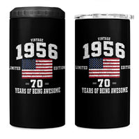 70th Birthday 4 in 1 Can Cooler Tumbler Vintage 1956 Limited Edition 70 Years Of Being Awesome USA Flag