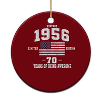 70th Birthday Ceramic Ornament Vintage 1956 Limited Edition 70 Years Of Being Awesome USA Flag