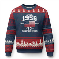 70th Birthday Ugly Christmas Sweater Vintage 1956 Limited Edition 70 Years Of Being Awesome USA Flag