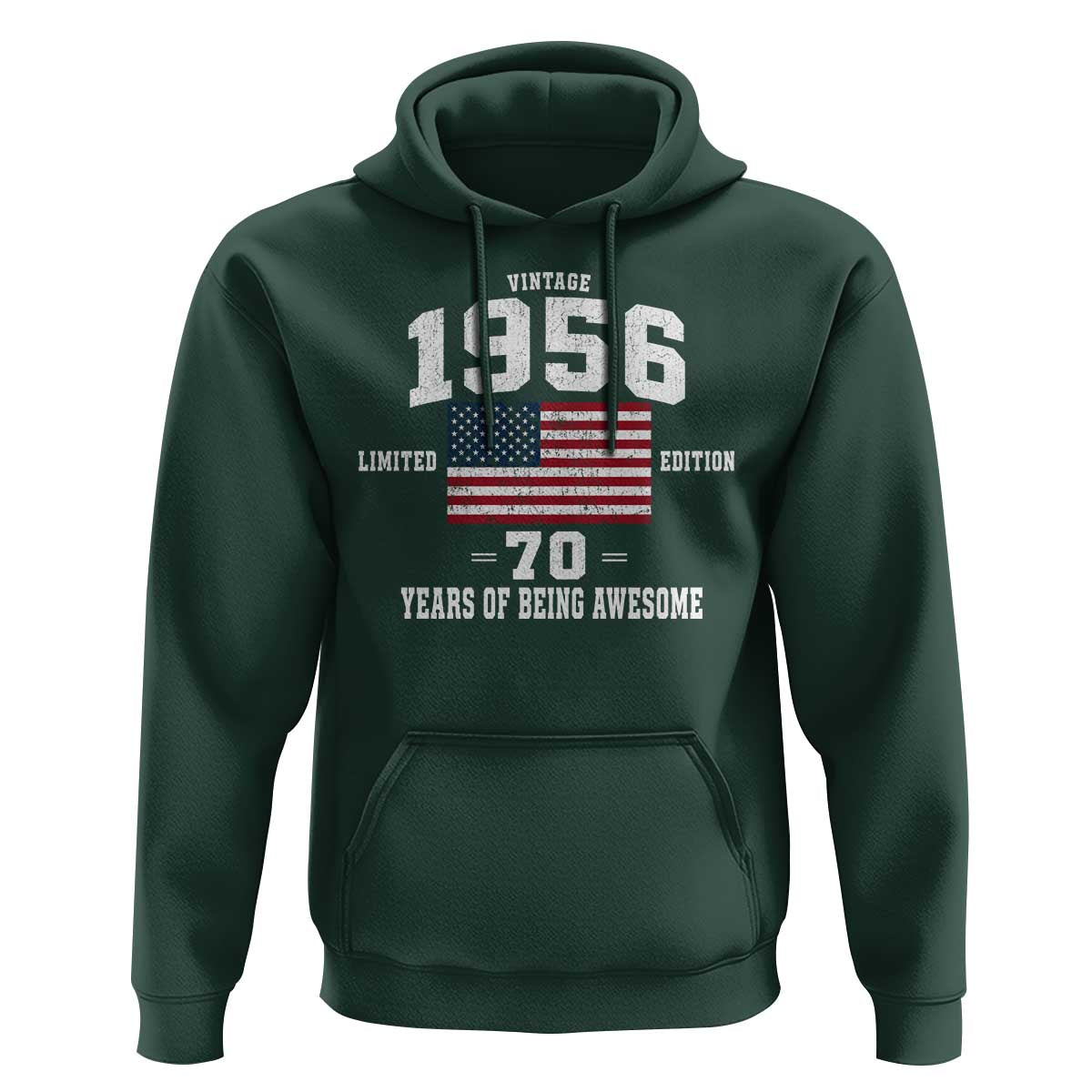 70th Birthday Hoodie Vintage 1956 Limited Edition 70 Years Of Being Awesome USA Flag