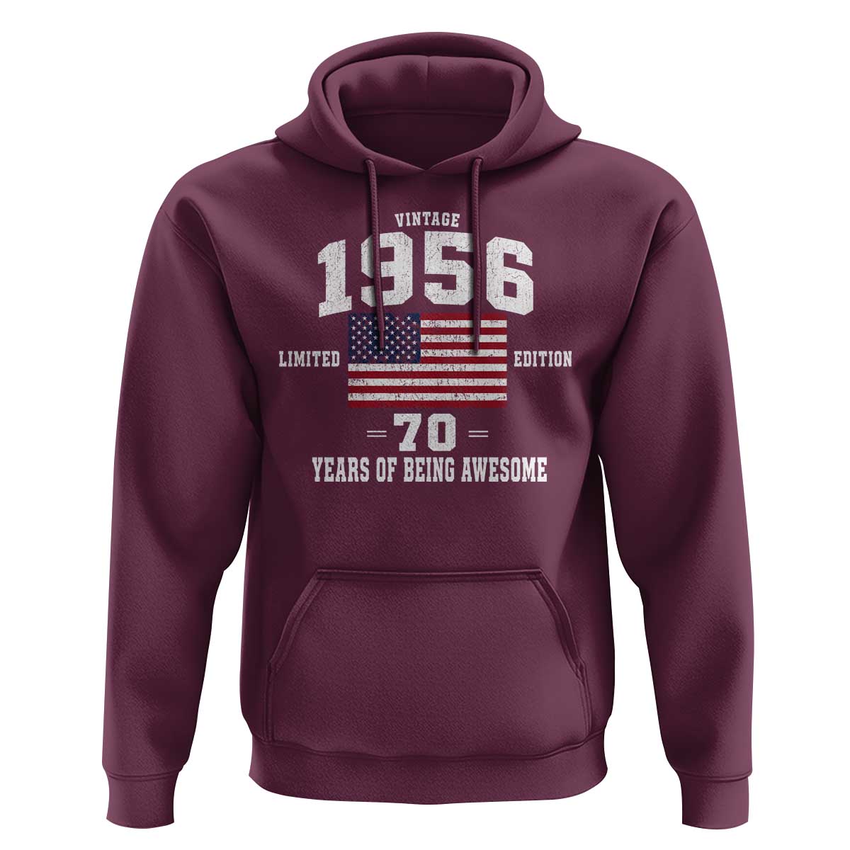 70th Birthday Hoodie Vintage 1956 Limited Edition 70 Years Of Being Awesome USA Flag