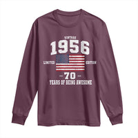 70th Birthday Long Sleeve Shirt Vintage 1956 Limited Edition 70 Years Of Being Awesome USA Flag