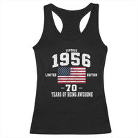 70th Birthday Racerback Tank Top Vintage 1956 Limited Edition 70 Years Of Being Awesome USA Flag