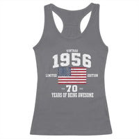 70th Birthday Racerback Tank Top Vintage 1956 Limited Edition 70 Years Of Being Awesome USA Flag