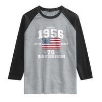 70th Birthday Raglan Shirt Vintage 1956 Limited Edition 70 Years Of Being Awesome USA Flag