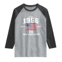 70th Birthday Raglan Shirt Vintage 1956 Limited Edition 70 Years Of Being Awesome USA Flag