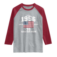 70th Birthday Raglan Shirt Vintage 1956 Limited Edition 70 Years Of Being Awesome USA Flag