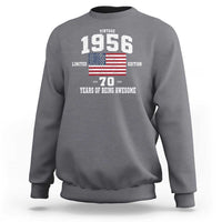 70th Birthday Sweatshirt Vintage 1956 Limited Edition 70 Years Of Being Awesome USA Flag
