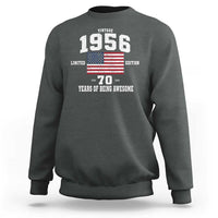 70th Birthday Sweatshirt Vintage 1956 Limited Edition 70 Years Of Being Awesome USA Flag