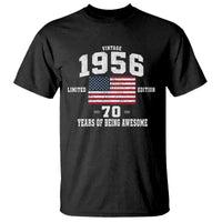 70th Birthday T Shirt Vintage 1956 Limited Edition 70 Years Of Being Awesome USA Flag
