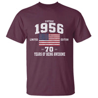 70th Birthday T Shirt Vintage 1956 Limited Edition 70 Years Of Being Awesome USA Flag