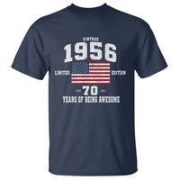70th Birthday T Shirt Vintage 1956 Limited Edition 70 Years Of Being Awesome USA Flag