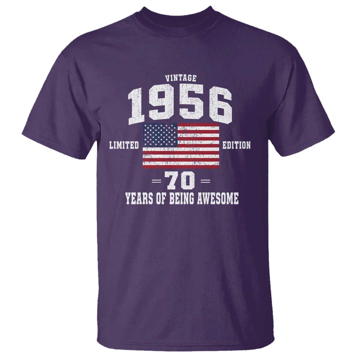 70th Birthday T Shirt Vintage 1956 Limited Edition 70 Years Of Being Awesome USA Flag