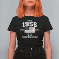 70th Birthday T Shirt For Women Vintage 1956 Limited Edition 70 Years Of Being Awesome USA Flag