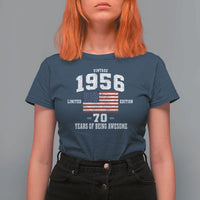 70th Birthday T Shirt For Women Vintage 1956 Limited Edition 70 Years Of Being Awesome USA Flag