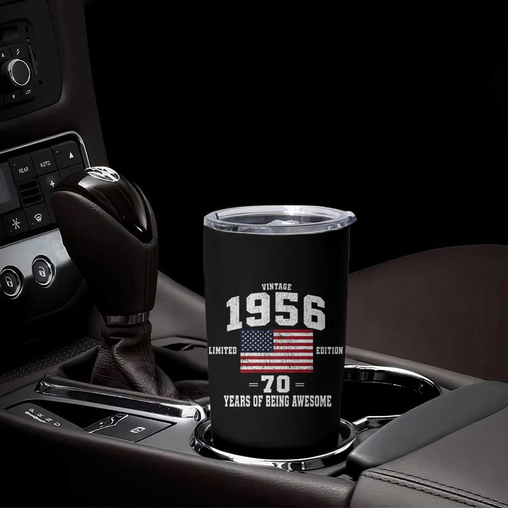 70th Birthday Tumbler Cup Vintage 1956 Limited Edition 70 Years Of Being Awesome USA Flag