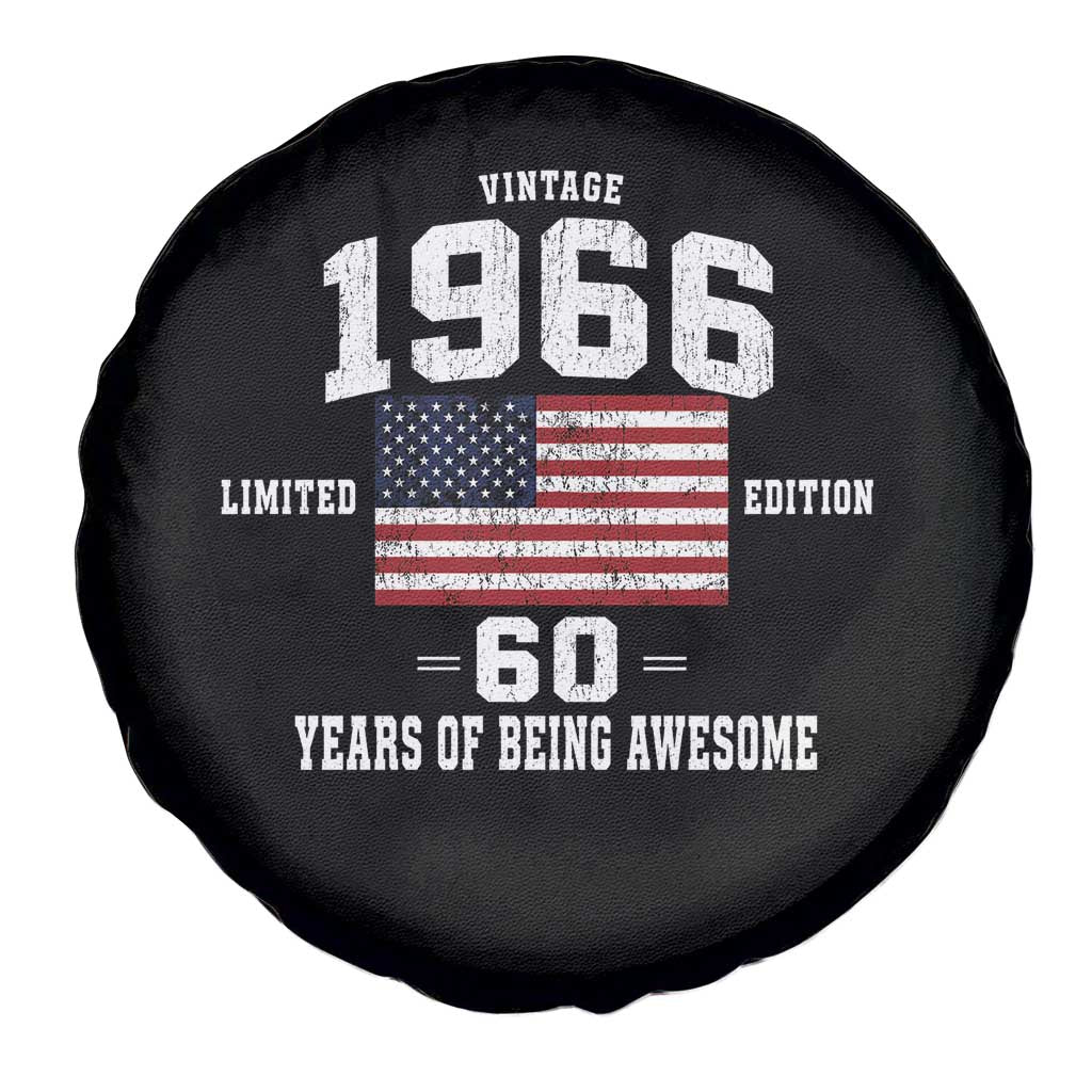 60th Birthday Spare Tire Cover Vintage 1966 Limited Edition 60 Years Of Being Awesome USA Flag