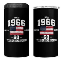60th Birthday 4 in 1 Can Cooler Tumbler Vintage 1966 Limited Edition 60 Years Of Being Awesome USA Flag