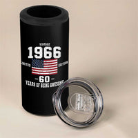 60th Birthday 4 in 1 Can Cooler Tumbler Vintage 1966 Limited Edition 60 Years Of Being Awesome USA Flag