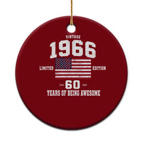 60th Birthday Ceramic Ornament Vintage 1966 Limited Edition 60 Years Of Being Awesome USA Flag