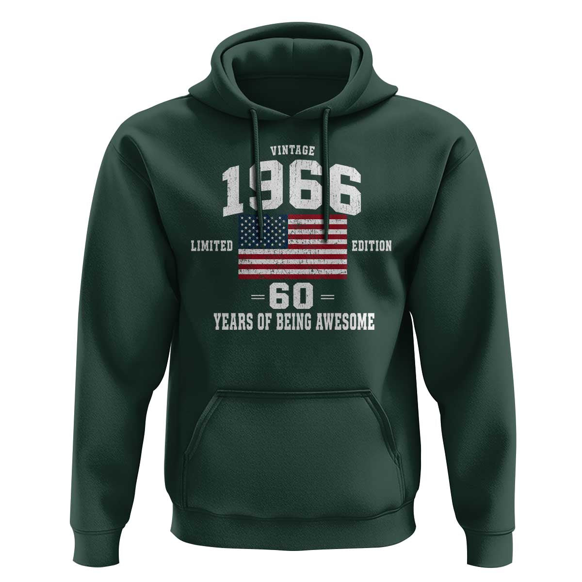 60th Birthday Hoodie Vintage 1966 Limited Edition 60 Years Of Being Awesome USA Flag