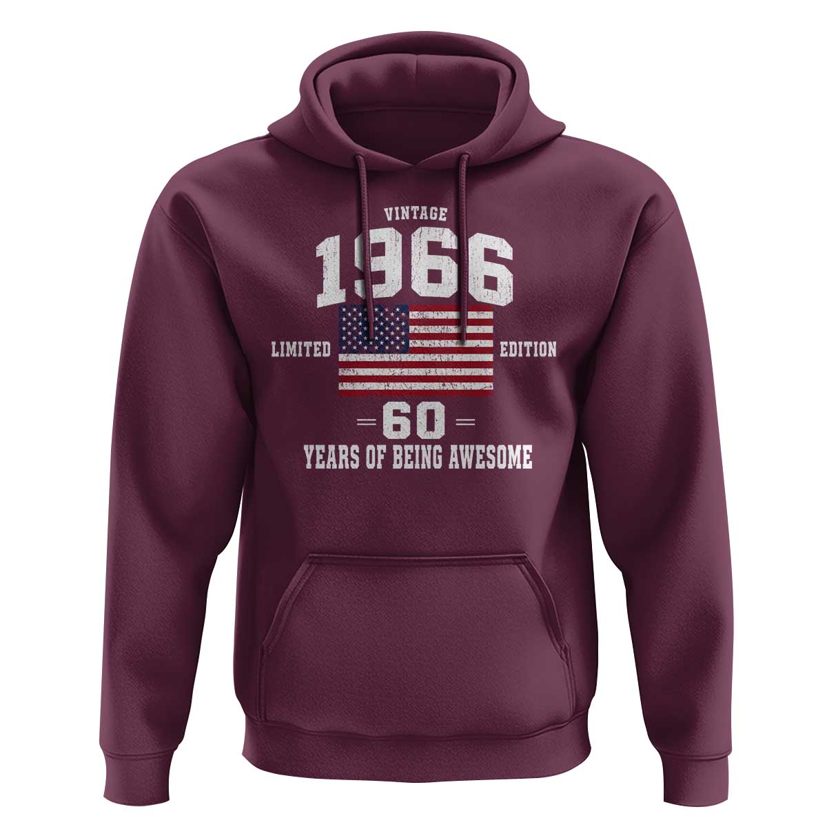 60th Birthday Hoodie Vintage 1966 Limited Edition 60 Years Of Being Awesome USA Flag