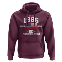 60th Birthday Hoodie Vintage 1966 Limited Edition 60 Years Of Being Awesome USA Flag