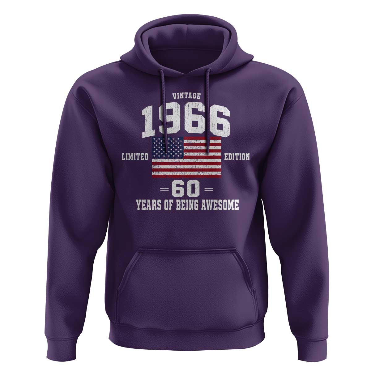 60th Birthday Hoodie Vintage 1966 Limited Edition 60 Years Of Being Awesome USA Flag