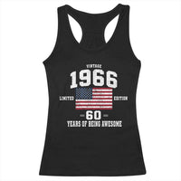 60th Birthday Racerback Tank Top Vintage 1966 Limited Edition 60 Years Of Being Awesome USA Flag