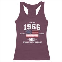 60th Birthday Racerback Tank Top Vintage 1966 Limited Edition 60 Years Of Being Awesome USA Flag