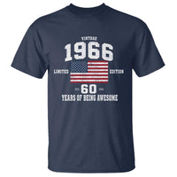 60th Birthday T Shirt Vintage 1966 Limited Edition 60 Years Of Being Awesome USA Flag