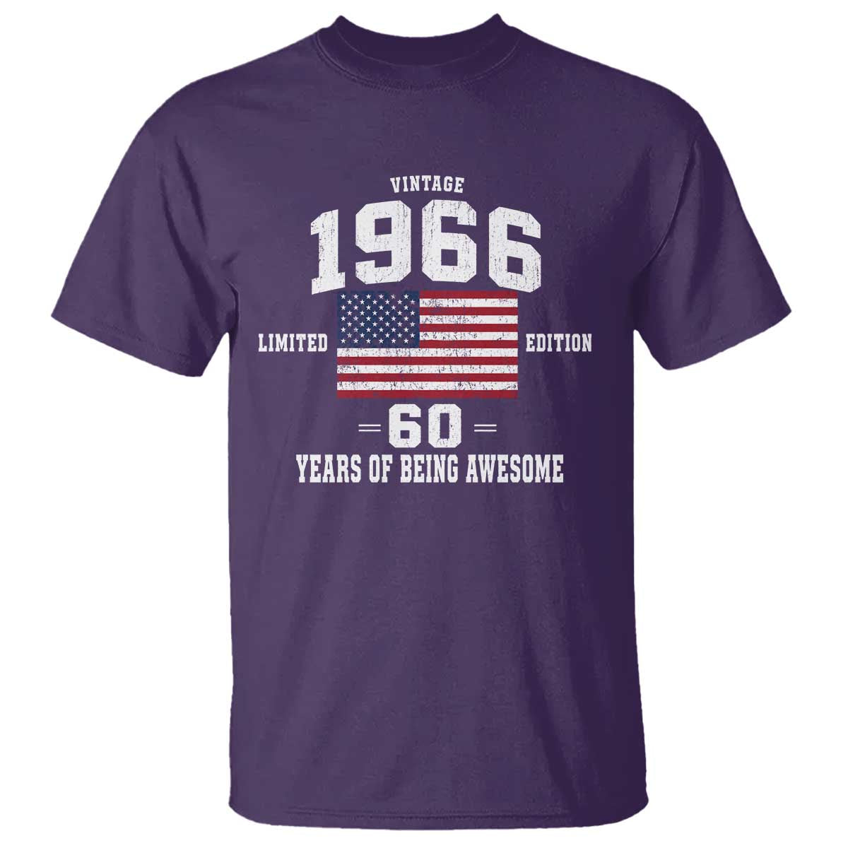 60th Birthday T Shirt Vintage 1966 Limited Edition 60 Years Of Being Awesome USA Flag